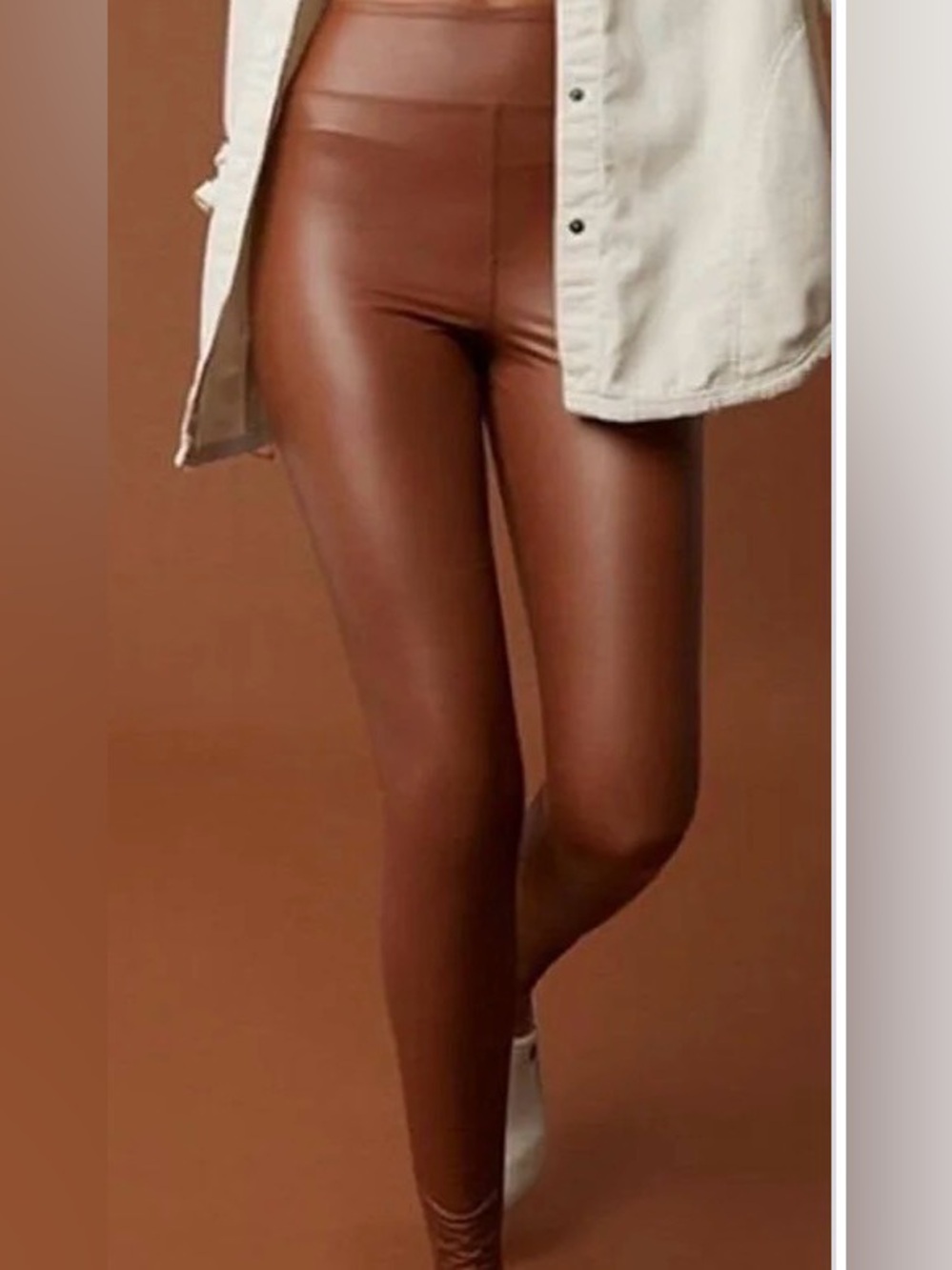Aerie offline real luxe Brown Faux-Leather Leggings